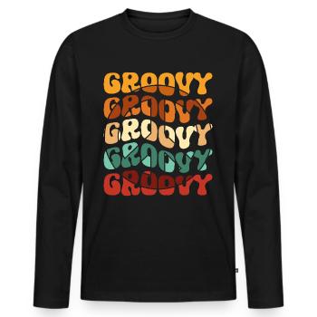 Groovy Hippie 70s 1970s 60s Party - Men's Premium Organic Long Sleeve Shirt - black - Front - Nico (187cm)