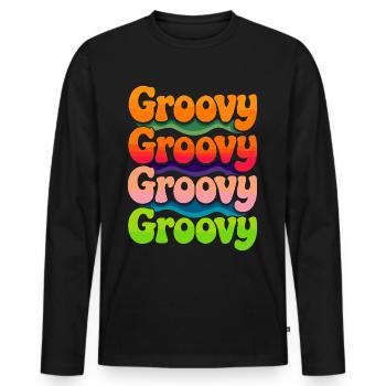 Groovy Hippie 70s 1970s 60s Party - Men's Premium Organic Long Sleeve Shirt - black - Front - Nico (187cm)