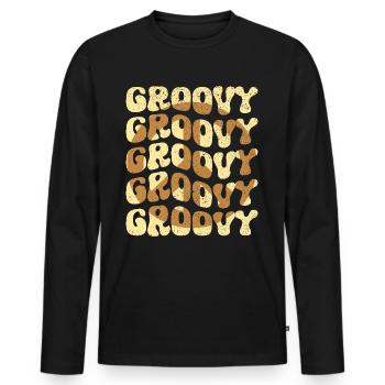 Groovy Hippie 70s 1970s 60s Party - Men's Premium Organic Long Sleeve Shirt - black - Front - Nico (187cm)