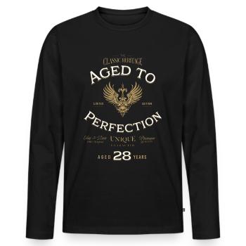 Aged to Perfection 28 Year Birthday Gift - Men's Premium Organic Long Sleeve Shirt - black - Front - Nico (187cm)