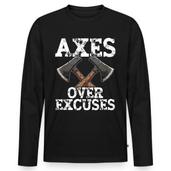 Axt Werfen Axt Werfer Axe Throwing - Männer Premium Bio Langarmshirt - Schwarz - Vorne - Nico (187cm)