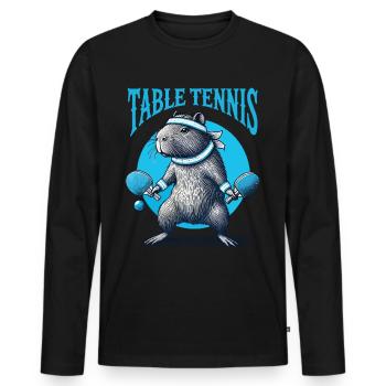Capybara Lustiges Tischtennis Abenteurer - Männer Premium Bio Langarmshirt - Schwarz - Vorne - Nico (187cm)