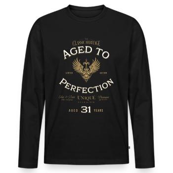 Aged to Perfection 31 Year Birthday Gift - Men's Premium Organic Long Sleeve Shirt - black - Front - Nico (187cm)