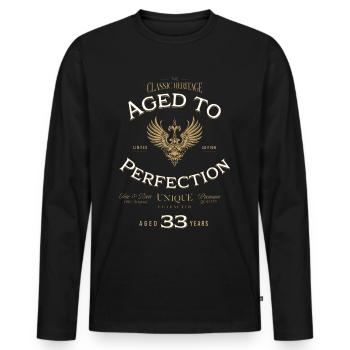 Aged to Perfection 33 Years Birthday Gift - Men's Premium Organic Long Sleeve Shirt - black - Front - Nico (187cm)