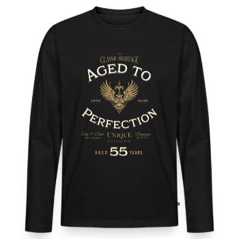 Aged to Perfection 55 Years Birthday Gift - Men's Premium Organic Long Sleeve Shirt - black - Front - Nico (187cm)