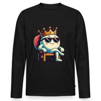 Lustiges Cartoon Tischtennisball König - Männer Premium Bio Langarmshirt - Schwarz - Vorne - Nico (187cm)