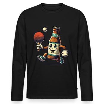 Bierflasche Tischtennis Lustiger Spaß - Männer Premium Bio Langarmshirt - Schwarz - Vorne - Nico (187cm)