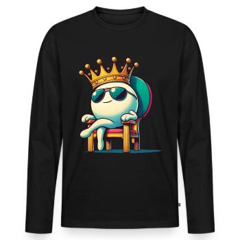Drôle de dessin animé balle de tennis de table King Fun - T-shirt manches longues Premium bio Homme - noir - Devant - Nico (187cm)