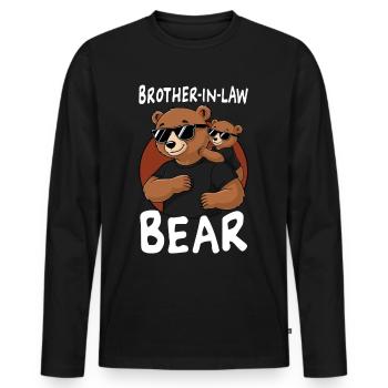 Brother In Law Bear - Men's Premium Organic Long Sleeve Shirt - black - Front - Nico (187cm)