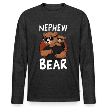Neveu Ours - T-shirt manches longues Premium bio Homme - anthracite chiné - Devant - Nico (187cm)