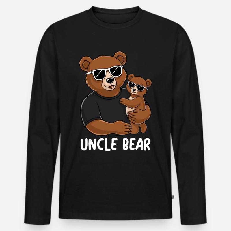 Uncle Bear - Männer Premium Bio Langarmshirt - Schwarz