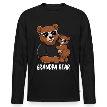Grand-père Ours - T-shirt manches longues Premium bio Homme - noir - Devant - Nico (187cm)