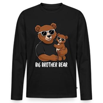 Grand frère ours - T-shirt manches longues Premium bio Homme - noir - Devant - Nico (187cm)