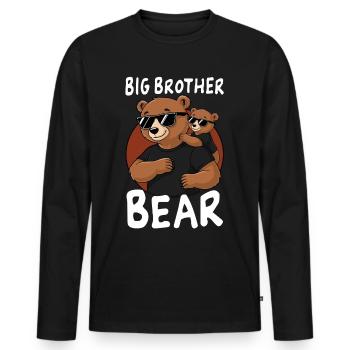 Grand frère ours - T-shirt manches longues Premium bio Homme - noir - Devant - Nico (187cm)