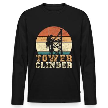 Industrial Climbers Tower Climbers Industrial Climbing - Men's Premium Organic Long Sleeve Shirt - black - Front - Nico (187cm)