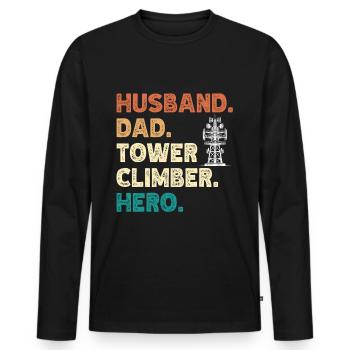 Industrial Climbers Tower Climbers Industrial Climbing - Men's Premium Organic Long Sleeve Shirt - black - Front - Nico (187cm)
