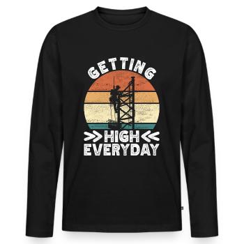 Industrial Climbers Tower Climbers Industrial Climbing - Men's Premium Organic Long Sleeve Shirt - black - Front - Nico (187cm)