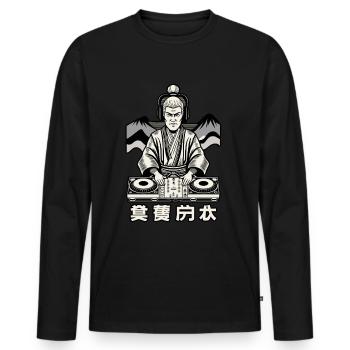 DJ Samouraï Musique Rétro Streetwear Graffiti - T-shirt manches longues Premium bio Homme - noir - Devant - Nico (187cm)