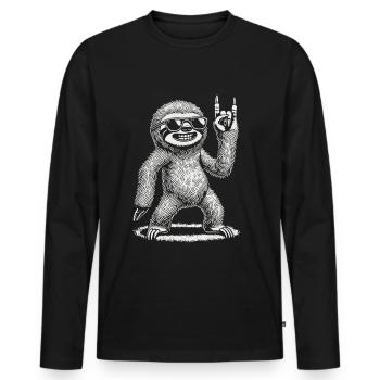 Rock Music Funny Concert Festival Sloth - Men's Premium Organic Long Sleeve Shirt - black - Front - Nico (187cm)