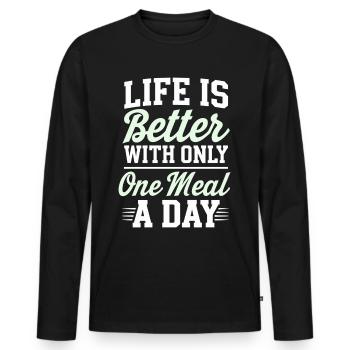 Intermittent fasting Intermittent fasting - Men's Premium Organic Long Sleeve Shirt - black - Front - Nico (187cm)