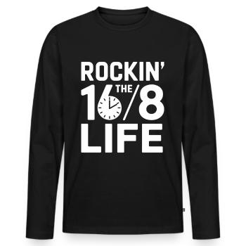 Intermittent fasting Intermittent fasting - Men's Premium Organic Long Sleeve Shirt - black - Front - Nico (187cm)