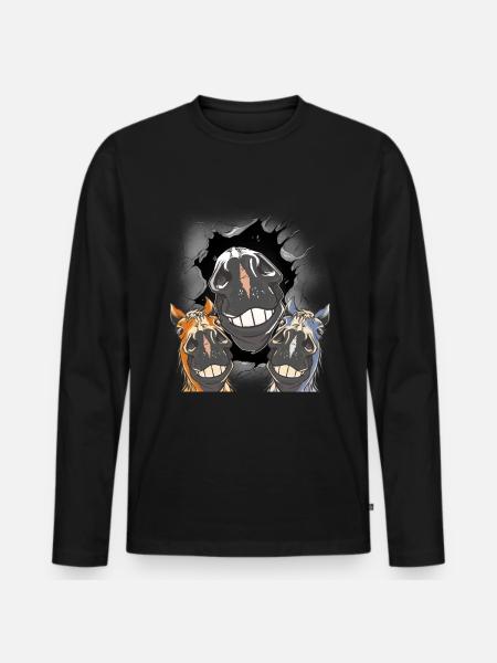 Pferd Pferde Pferdekopf - Männer Premium Bio Langarmshirt - Schwarz