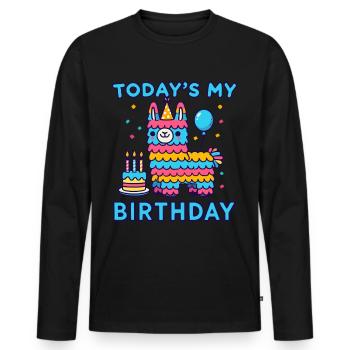 Anniversaire, Anniversaire d’enfants, Fête d’anniversaire - T-shirt manches longues Premium bio Homme - noir - Devant - Nico (187cm)