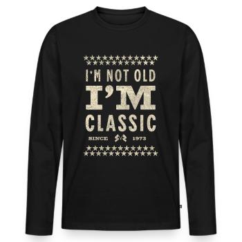 Je ne suis pas vieux je suis classique 1973 idée cadeau - T-shirt manches longues Premium bio Homme - noir - Devant - Nico (187cm)