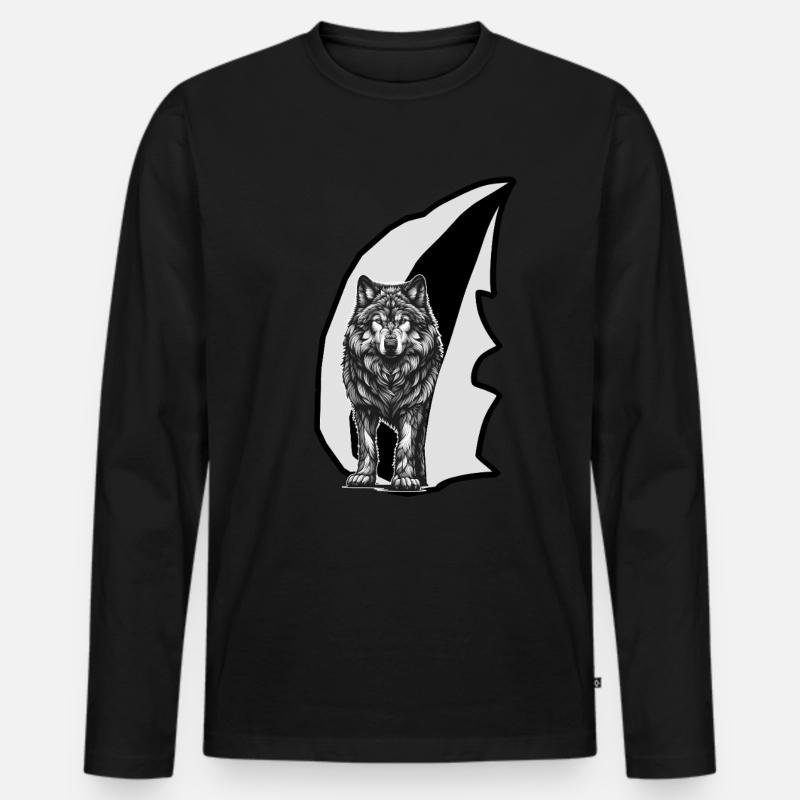 Wolf Wölfe Wölfin - Männer Premium Bio Langarmshirt - Schwarz
