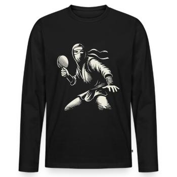 Table Tennis Ninja Masterful Art - Men's Premium Organic Long Sleeve Shirt - black - Front - Nico (187cm)