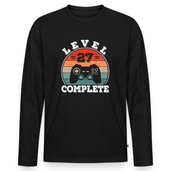 27th Wedding Anniversary 27 Years Marriage Married Gamer - Men's Premium Organic Long Sleeve Shirt - black - Front - Nico (187cm)