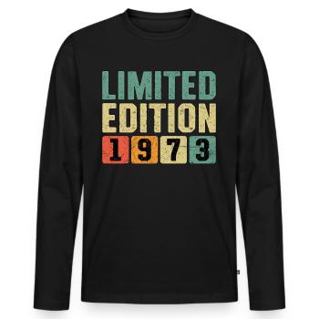 Édition limitée 1973 - T-shirt manches longues Premium bio Homme - noir - Devant - Nico (187cm)