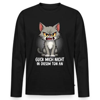 Guck Mich Nicht In Diesem Ton - Männer Premium Bio Langarmshirt - Schwarz - Vorne - Nico (187cm)