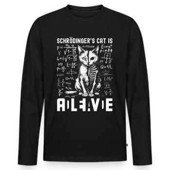Schrödingers Katze Dead and Alive - Männer Premium Bio Langarmshirt - Schwarz - Vorne - Nico (187cm)