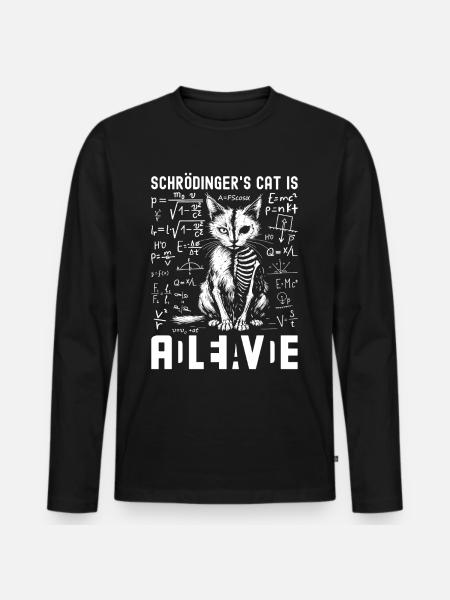 Schrödingers Katze Dead and Alive - Männer Premium Bio Langarmshirt - Schwarz