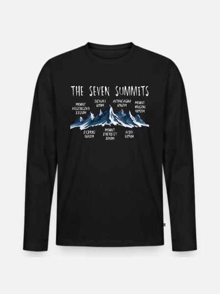 Seven Summits Kosciuszko - Men's Premium Organic Long Sleeve Shirt - black