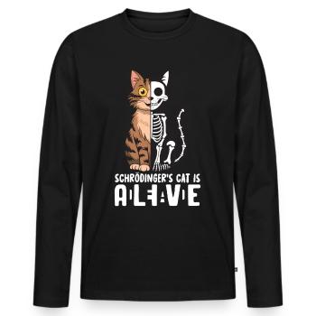 Schrödingers Katze Dead and Alive - Männer Premium Bio Langarmshirt - Schwarz - Vorne - Nico (187cm)