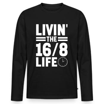 Intermittent fasting Intermittent fasting - Men's Premium Organic Long Sleeve Shirt - black - Front - Nico (187cm)