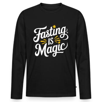 Intermittent fasting Intermittent fasting - Men's Premium Organic Long Sleeve Shirt - black - Front - Nico (187cm)