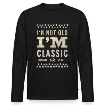 Je ne suis pas vieux je suis classique 1991 cadeau d’anniversaire - T-shirt manches longues Premium bio Homme - noir - Devant - Nico (187cm)