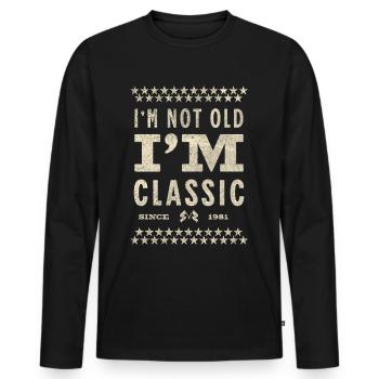 I'm Not Old I'm Classic 1981 Birthday Gift - Men's Premium Organic Long Sleeve Shirt - black - Front - Nico (187cm)