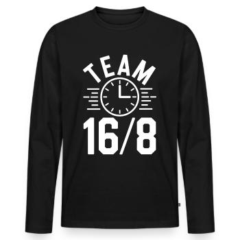Intermittent fasting Intermittent fasting - Men's Premium Organic Long Sleeve Shirt - black - Front - Nico (187cm)