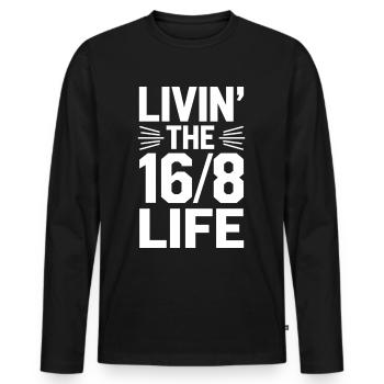 Intermittent fasting Intermittent fasting - Men's Premium Organic Long Sleeve Shirt - black - Front - Nico (187cm)