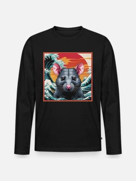 Rat in the Wave - Men's Premium Organic Long Sleeve Shirt - black