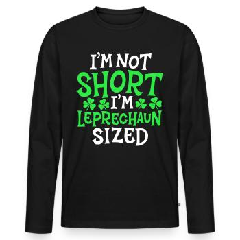 Je ne suis pas petit, j’ai la taille d’un lutin - T-shirt manches longues Premium bio Homme - noir - Devant - Nico (187cm)