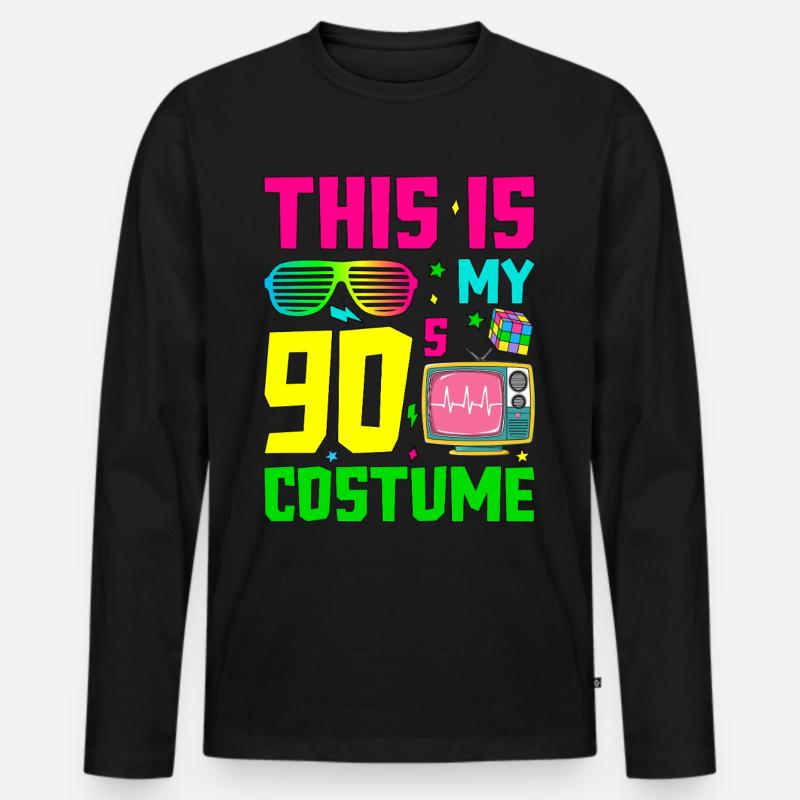 This Is My 90s Costume - Männer Premium Bio Langarmshirt - Schwarz
