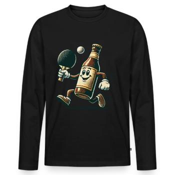 Drôle de bouteille de bière tennis de table design amusant - T-shirt manches longues Premium bio Homme - noir - Devant - Nico (187cm)