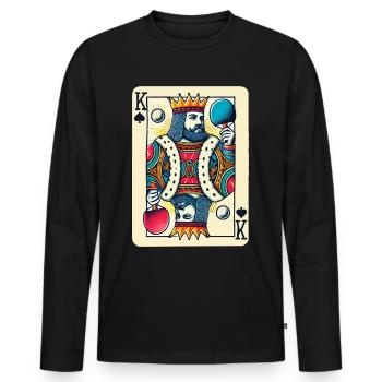 Rétro jouer carte de tennis de table King Design - T-shirt manches longues Premium bio Homme - noir - Devant - Nico (187cm)
