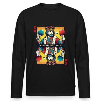 Retro Tischtennis König Spielkarte Vintage Stil - Männer Premium Bio Langarmshirt - Schwarz - Vorne - Nico (187cm)