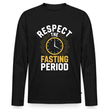Intermittent fasting Intermittent fasting - Men's Premium Organic Long Sleeve Shirt - black - Front - Nico (187cm)